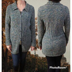 Sigrid Olsen Sport Speckled Knit Sweater + S + Blue / Green